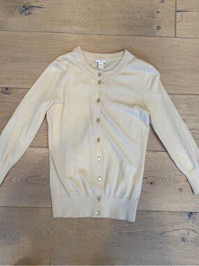 J. Crew Cream Button-Front Lightweight Cardigan